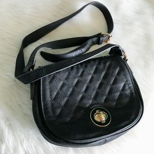 Black faux-leather bag